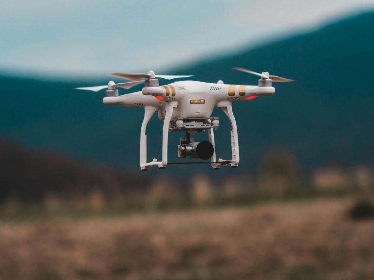 a drone flying in the air.
